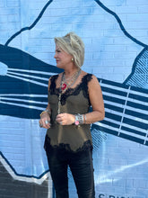 Load image into Gallery viewer, Megan Lace Tank Top in Moss Green