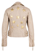 Load image into Gallery viewer, Christy RF 3 Leather Jacket in Metallic Gold Stars