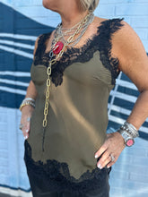 Load image into Gallery viewer, Megan Lace Tank Top in Moss Green