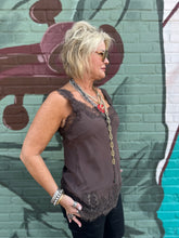 Load image into Gallery viewer, Megan Lace Tank Top in Fudge