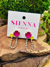 Load image into Gallery viewer, Sienna Paige Earrings in Pink/Neon Yellow