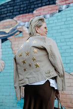 Load image into Gallery viewer, Christy RF 3 Leather Jacket in Metallic Gold Stars