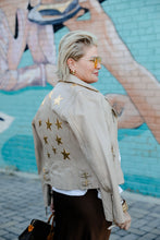 Load image into Gallery viewer, Christy RF 3 Leather Jacket in Metallic Gold Stars