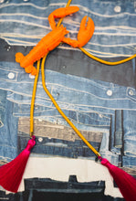 Load image into Gallery viewer, Crawfish Lobster Necklace Bolo Burnt Orange with Golden Yellow & Fuchsia