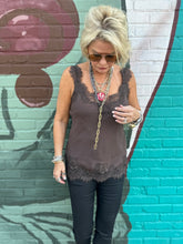 Load image into Gallery viewer, Megan Lace Tank Top in Fudge