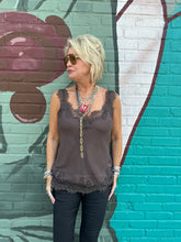 Load image into Gallery viewer, Megan Lace Tank Top in Fudge