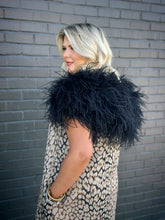 Load image into Gallery viewer, Louise Ostrich Feather Capelet in Black