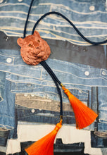 Load image into Gallery viewer, Tiger Bolo Necklace Copper with Navy & Orange