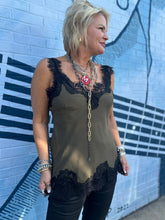 Load image into Gallery viewer, Megan Lace Tank Top in Moss Green