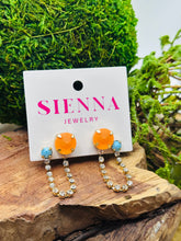 Load image into Gallery viewer, Sienna Paige Earrings in Orange/Turquoise