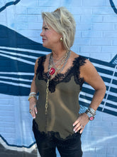 Load image into Gallery viewer, Megan Lace Tank Top in Moss Green