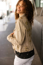 Load image into Gallery viewer, Christy RF 3 Leather Jacket in Metallic Gold Stars