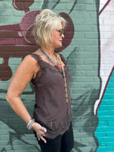 Load image into Gallery viewer, Megan Lace Tank Top in Fudge