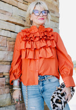 Load image into Gallery viewer, Leah Ruffle Top in Orange