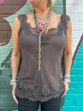 Load image into Gallery viewer, Megan Lace Tank Top in Fudge