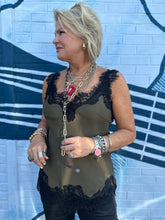Load image into Gallery viewer, Megan Lace Tank Top in Moss Green