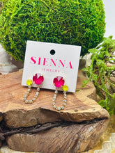 Load image into Gallery viewer, Sienna Paige Earrings in Pink/Neon Yellow