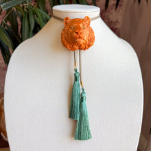 Load image into Gallery viewer, Tiger Bolo Necklace Copper with Steel Gray & Peacock Blue