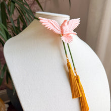 Load image into Gallery viewer, Eagle Bolo Necklace Blush Pink with Olive & Golden Yellow