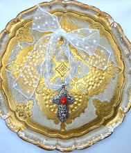 Load image into Gallery viewer, Creed Cross Necklace in Red Rose