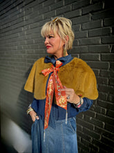 Load image into Gallery viewer, Fiona Reversible Fur Cape in Cognac

