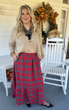 Load image into Gallery viewer, Holly Plaid Skirt in Red
