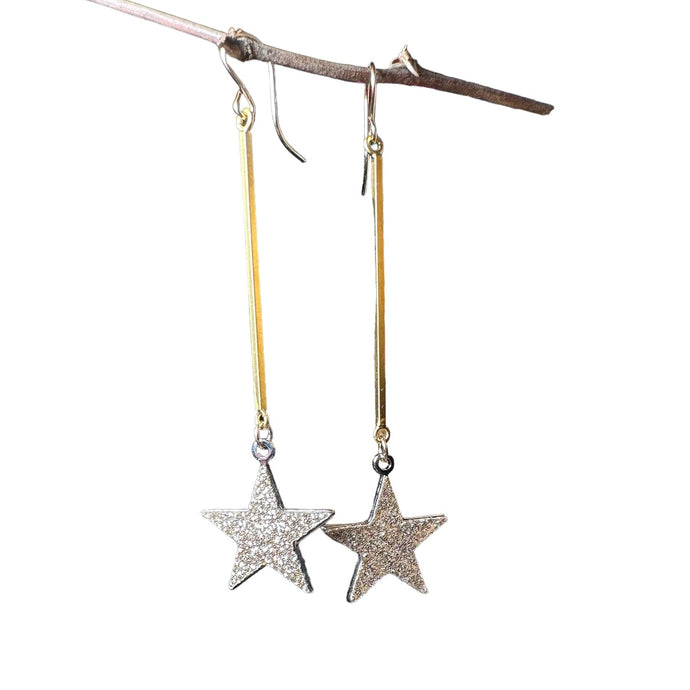 Gold Shimmer Star Drop Earrings