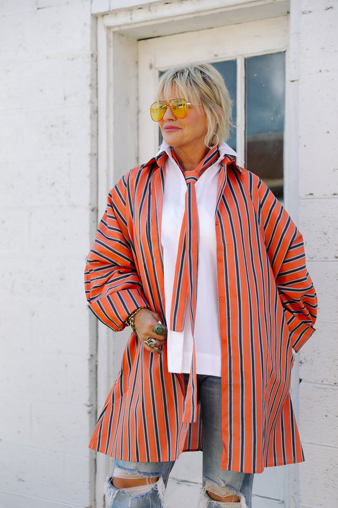 Warren Striped Midi Shirt Dress