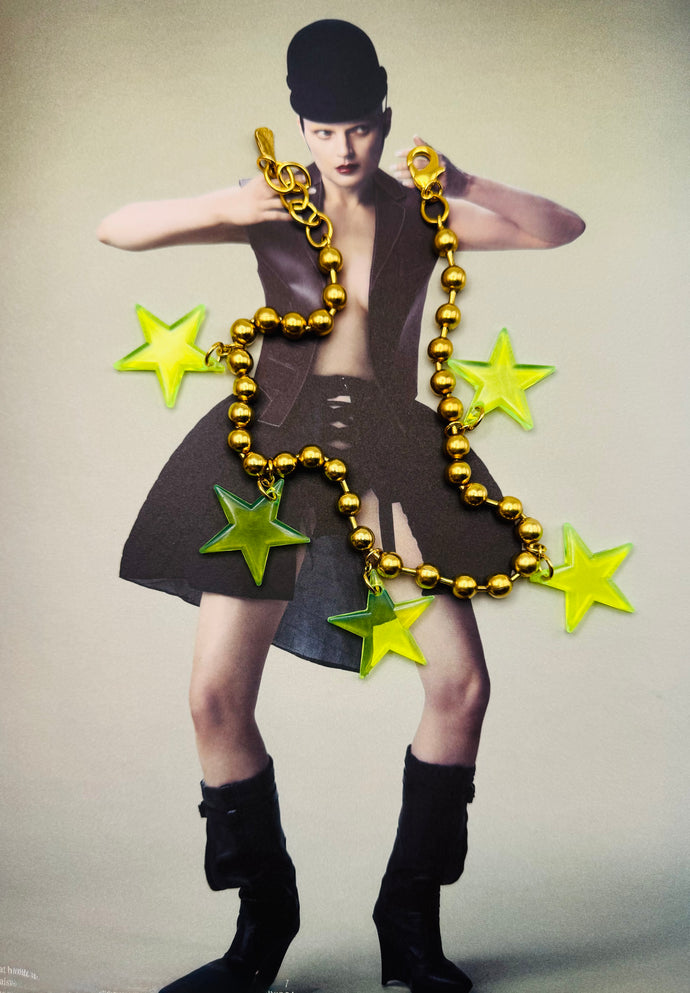 Shooting Star Necklace in Neon Green