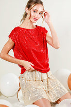 Load image into Gallery viewer, Joy Sequin Top in Rudolph Red
