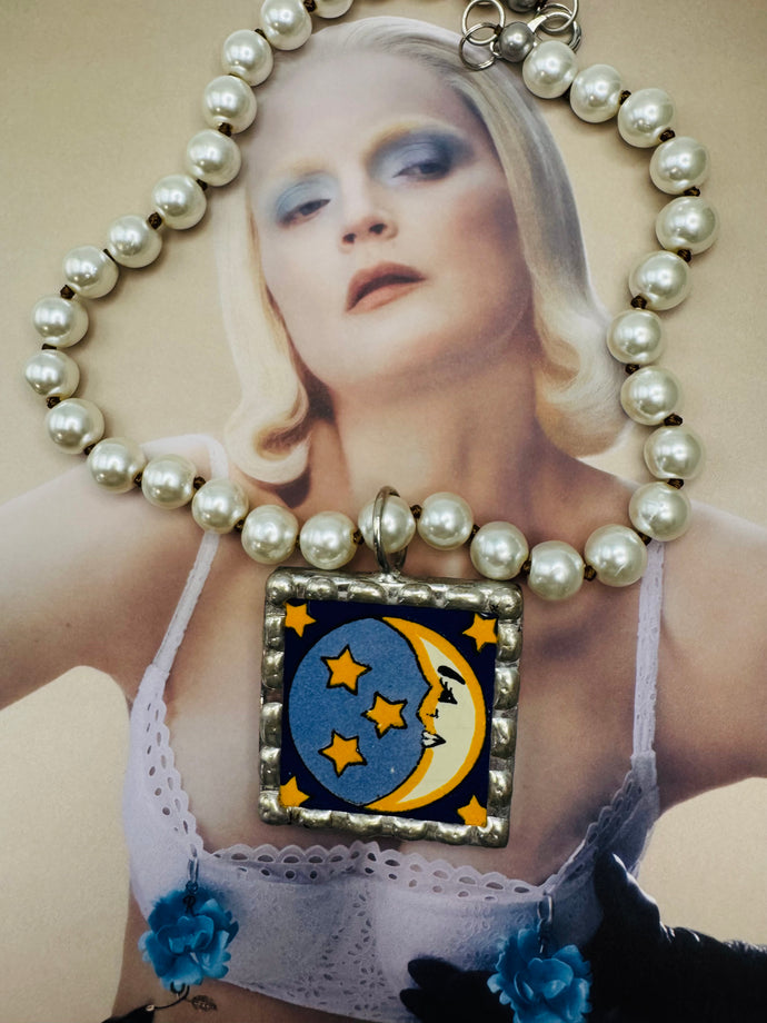 Crescent Moon Tile Necklace