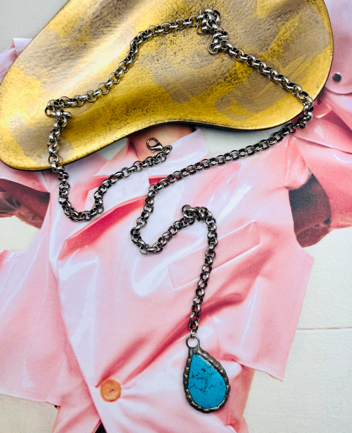 Tear Turquoise Chain C Necklace