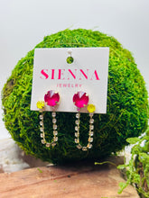 Load image into Gallery viewer, Sienna Paige Earrings in Pink/Neon Yellow

