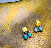 Load image into Gallery viewer, Honey Dahlia Turquoise Stud Earrings
