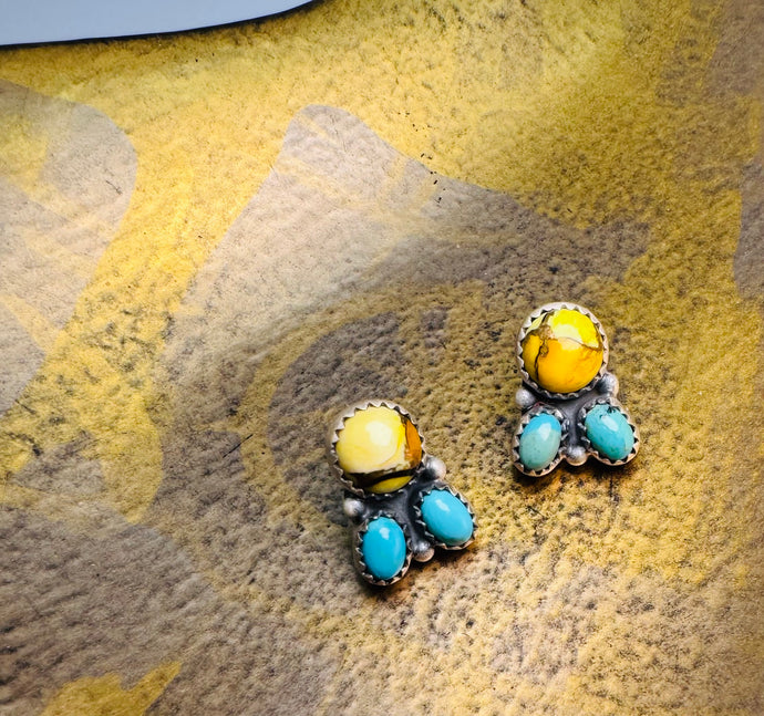 Honey Dahlia Turquoise Stud Earrings