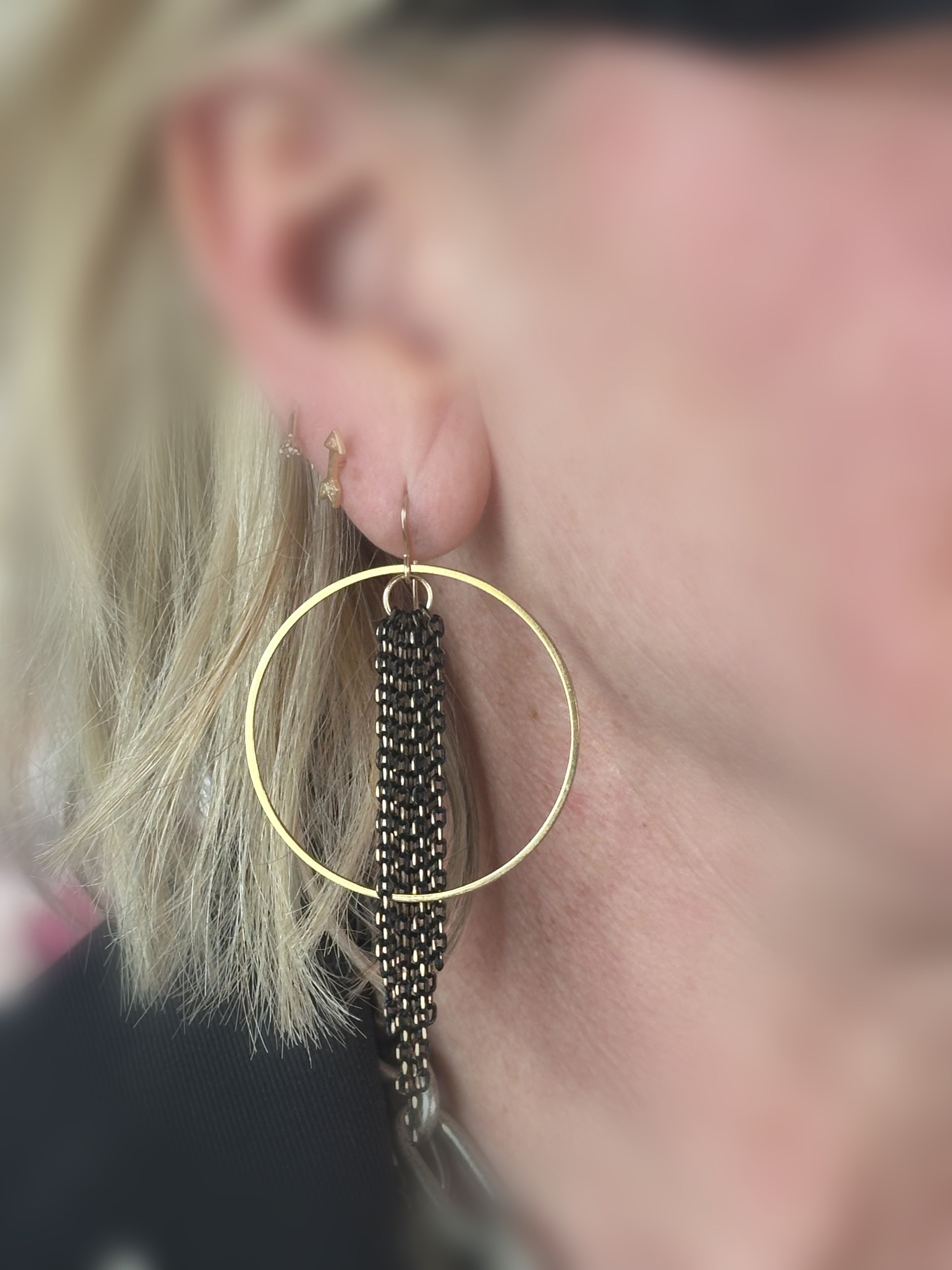 Black Chain Tassel Earrings