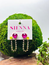 Load image into Gallery viewer, Sienna Paige Earrings in Pink/Neon Yellow
