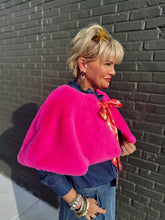 Load image into Gallery viewer, Fiona Reversible Fur Cape in Pink
