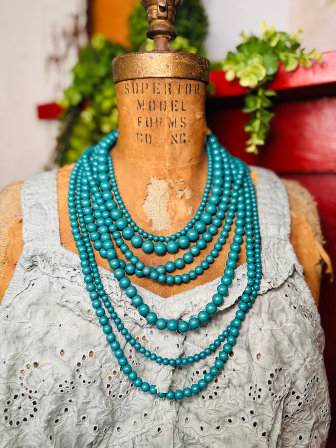 Turquoise Beaded Layered Necklace