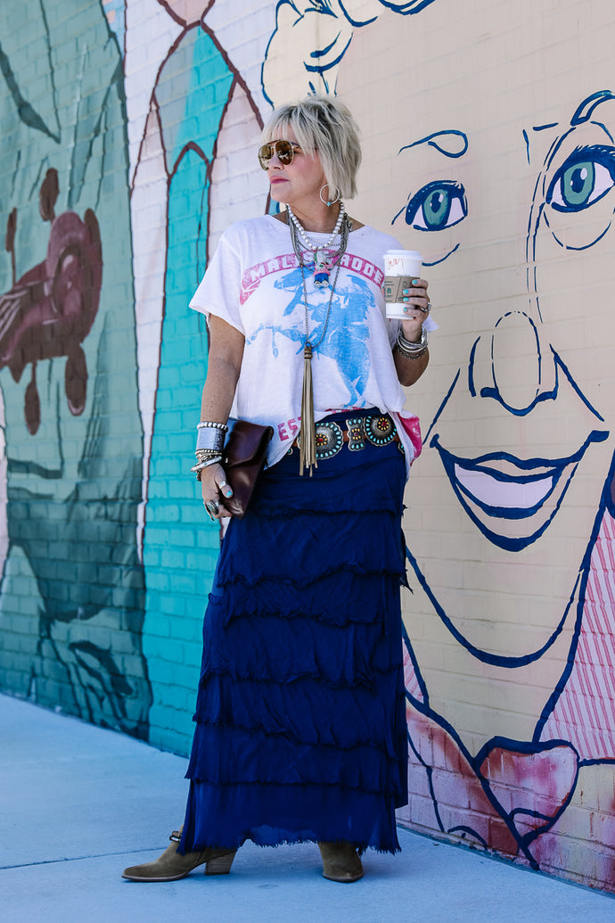 Jersey Layered Skirt in Navy