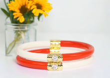 Load image into Gallery viewer, BuDhaGirl Coral Orange &amp; Ivory All Weather Bangles
