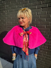Load image into Gallery viewer, Fiona Reversible Fur Cape in Pink
