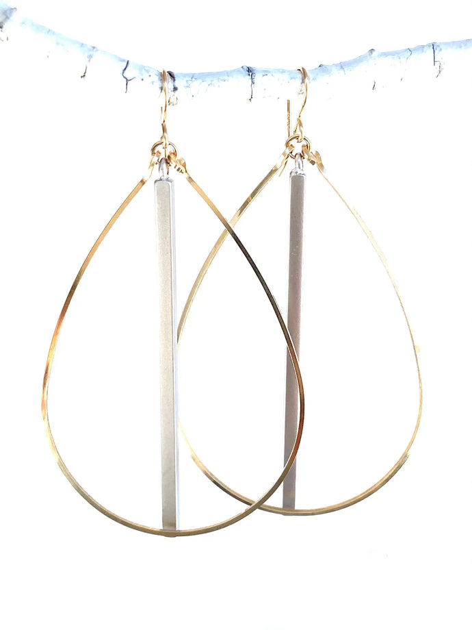 Bar Teardrop Hoop Earrings