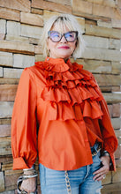 Load image into Gallery viewer, Leah Ruffle Top in Orange
