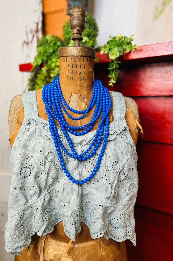 Royal Blue Beaded Layered Necklace