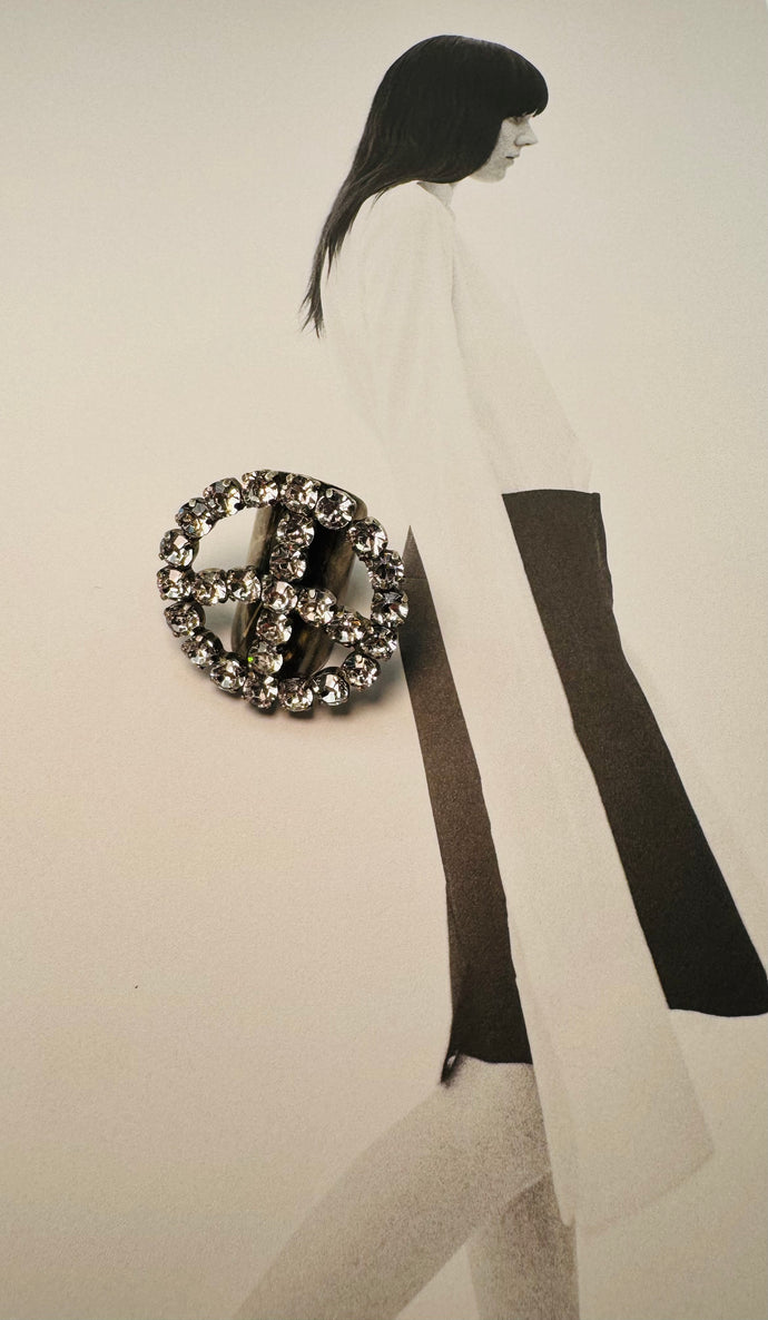 Peace or Bust Ring in Silver Clear