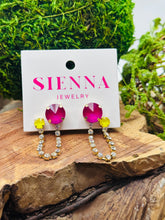 Load image into Gallery viewer, Sienna Paige Earrings in Pink/Neon Yellow
