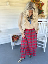 Load image into Gallery viewer, Holly Plaid Skirt in Red
