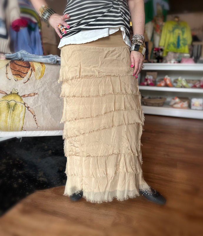 Jersey Layered Skirt in Caramel