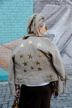 Load image into Gallery viewer, Christy RF 3 Leather Jacket in Metallic Gold Stars

